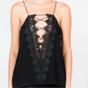 Wayf Black Lace Strappy Camisole